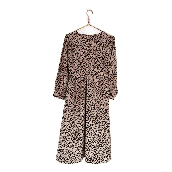 J.Crew Womens 0 Leopard Brown Button Front Midi Dress Long Sleeve - Picture 9 of 10